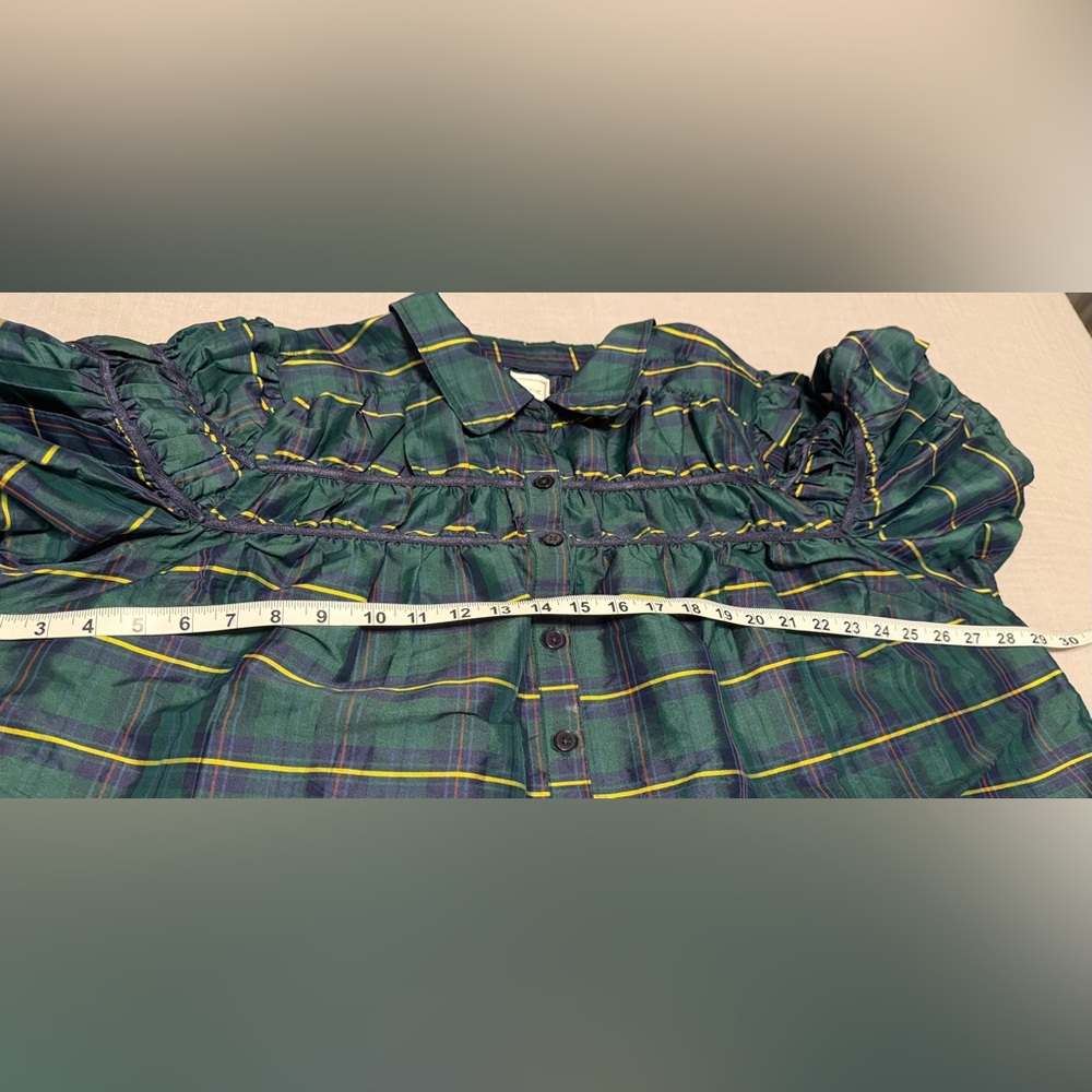 Anthropologie Maeve The Leandra
Taffeta Shirred Yoke Blouse Green Plaid 2X - Picture 5 of 8